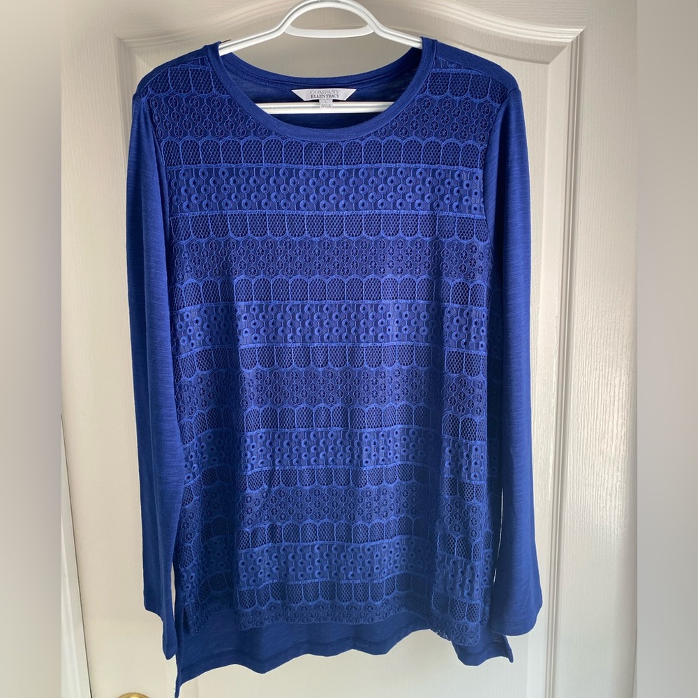 Ellen Tracy Royal Blue Lace Top